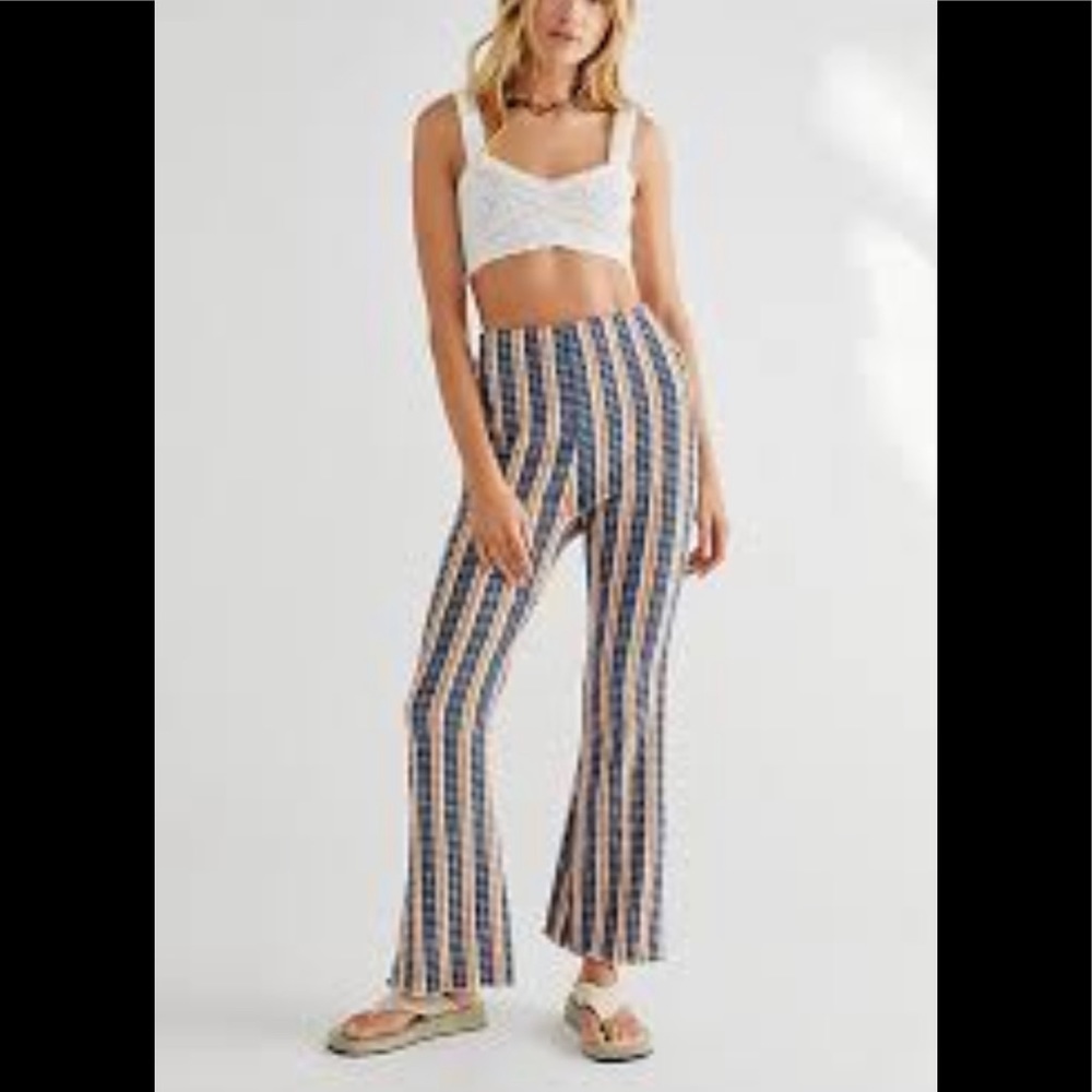 ✨LAST CHANCE!✨Free People Fine Line Slim Flare Pants in Blue